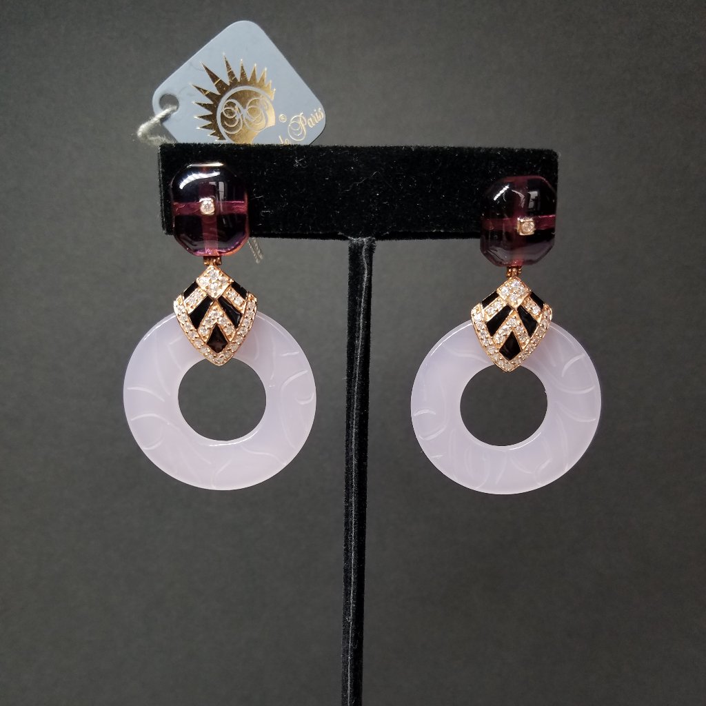 Angelique De Paris Women's Pink Gold Plated 925 Earrings